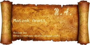 Matzek Anett névjegykártya